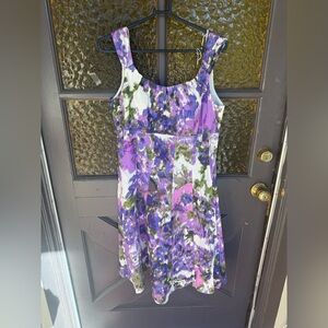 Signature Ella Purple and Green Floral Midi Dress